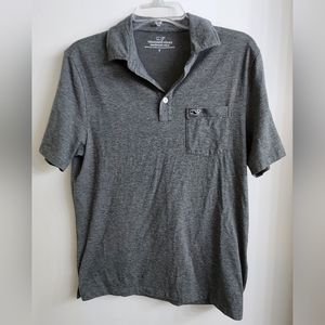 Men's Vineyard Vines Gray Edgartown Pocket Polo Shirt Small VGC! Cotton Blend